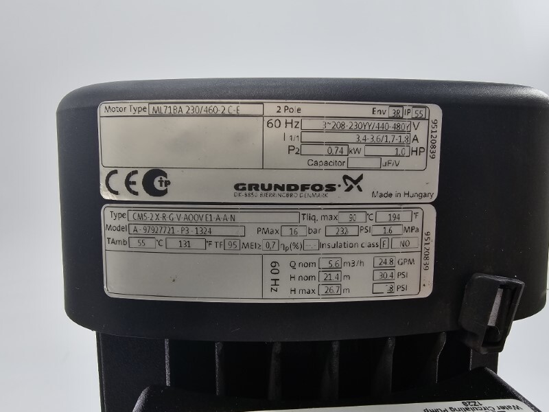 GRUNDFOS ML71BA C-97897140-P2-1323 A-97927721-P3-1324 480V 1.8A 232PSI NSNP