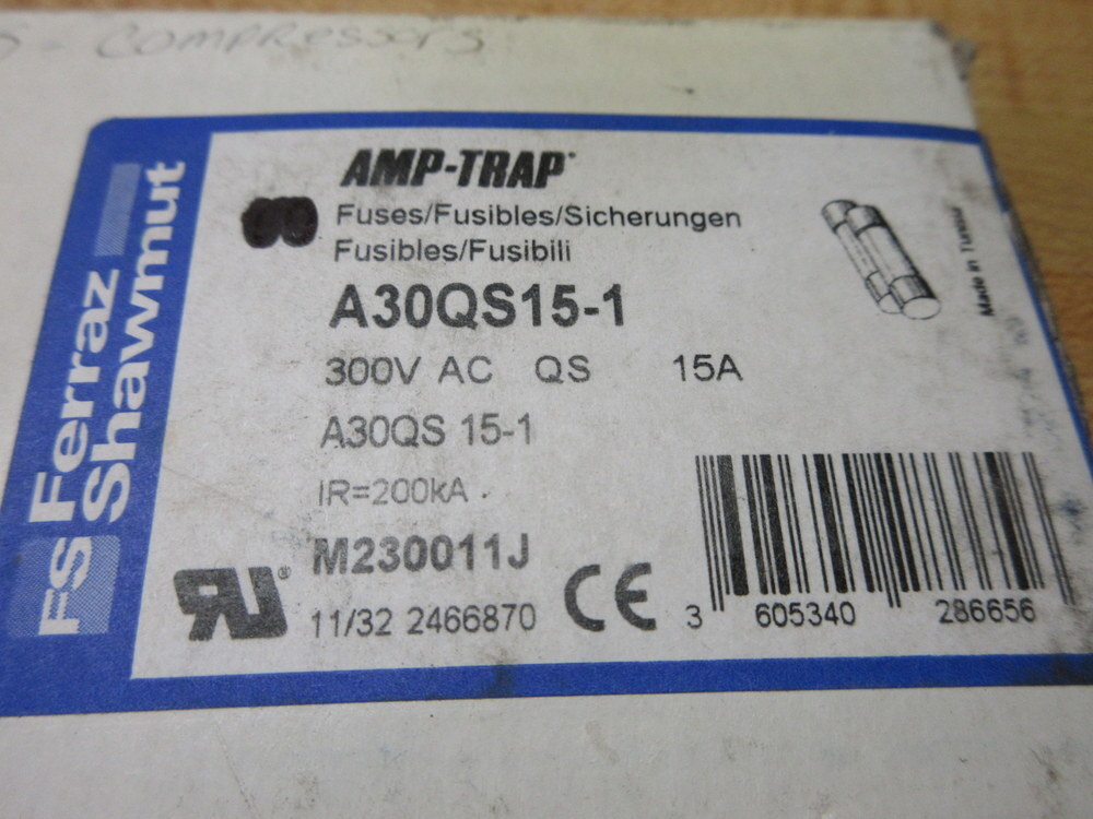 Gould Shawmut Ferraz Mersen A30QS15-1 Fuse Cross Ref 46C448 (Pack of 9)