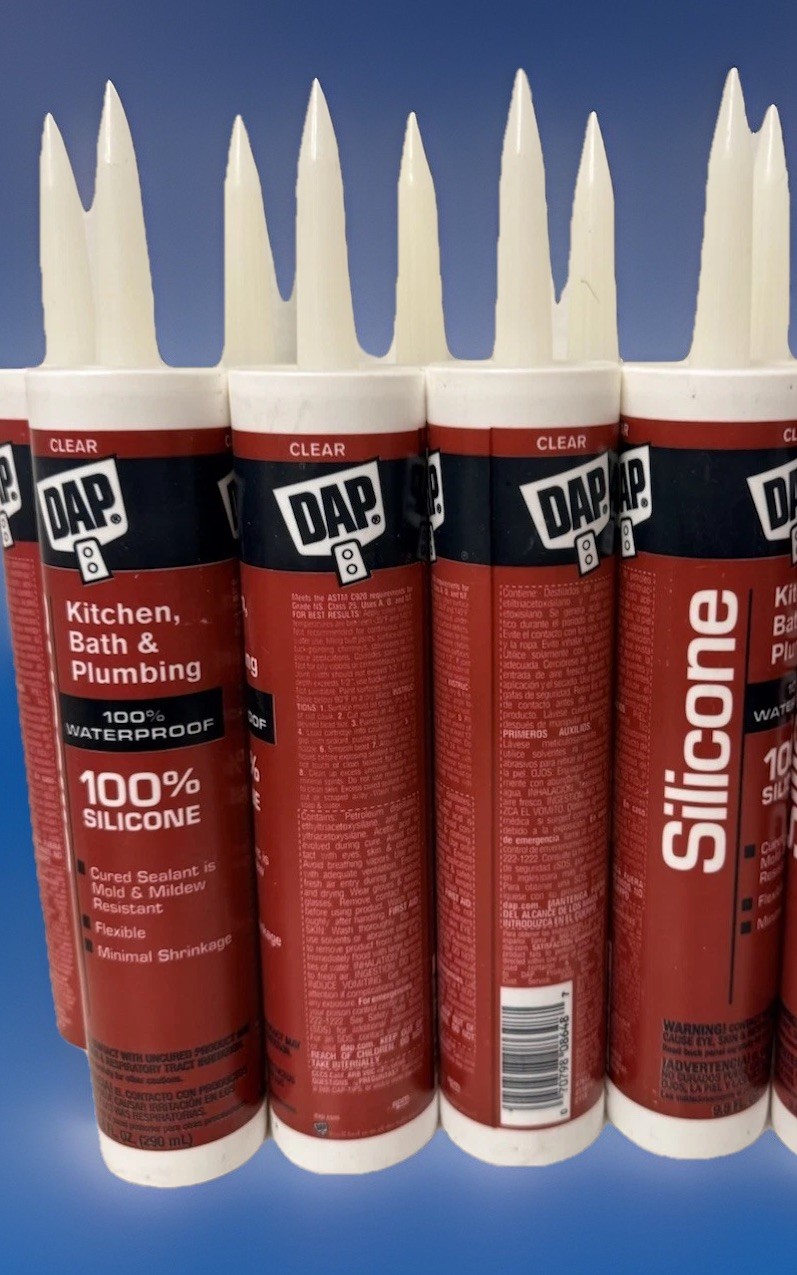 8-DAP 100% Silicone Clear Sealant 9.8 oz Kitchen Bath Plumbing Waterproof Mold