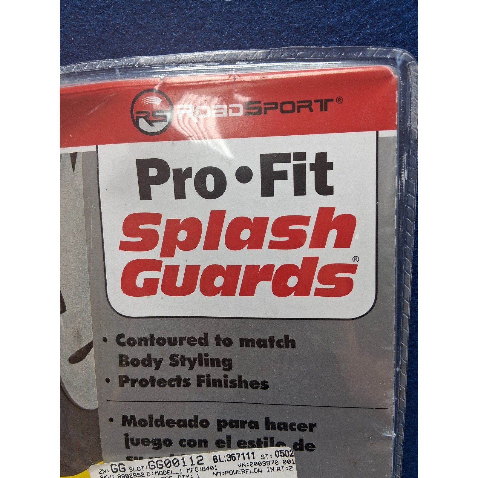 RoadSport Splash Guards Black Pro Fit Model 6401 Contoured Multi Fit Pair