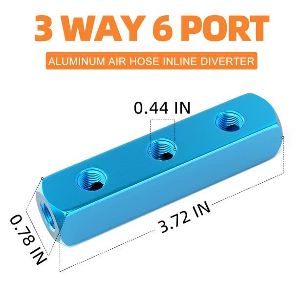 2PCS 3-Way 6-Port Pneumatic Manifold 1/4in Supply 1/4in Output Air Blocks