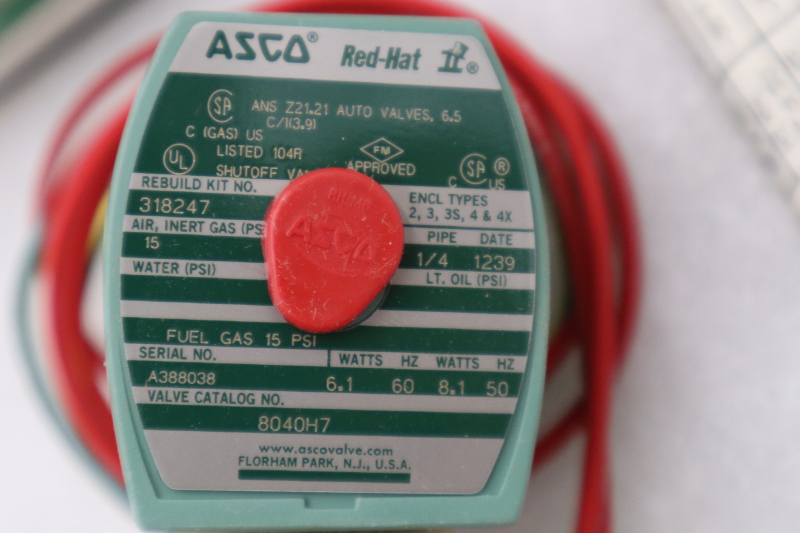 NEW ASCO REDHAT 8040H7 110/120V 15PSI 1/4″ NSNP STOCK H761A