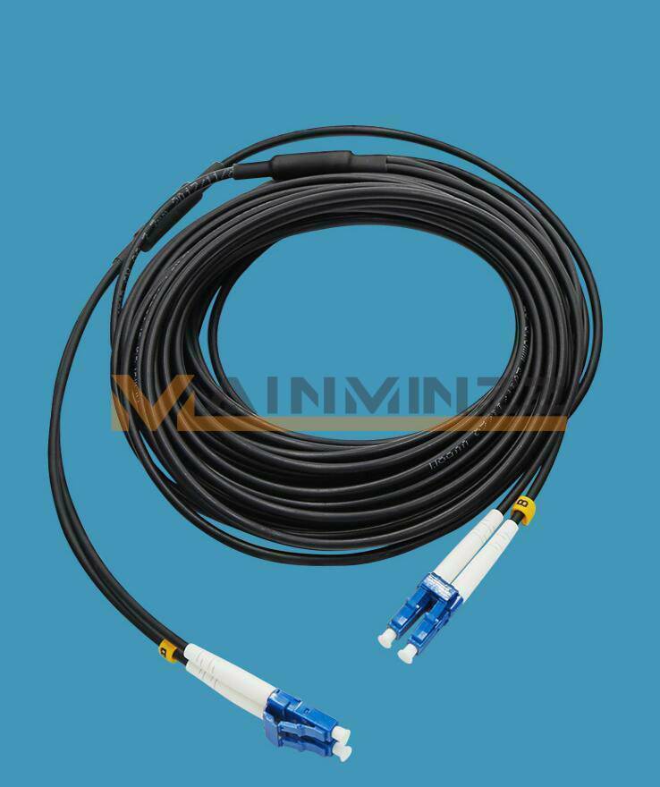 5M LC-LC UPC SM 9/125 Black Armored Fiber Cable Duplex Fiber Optic Patch Cord