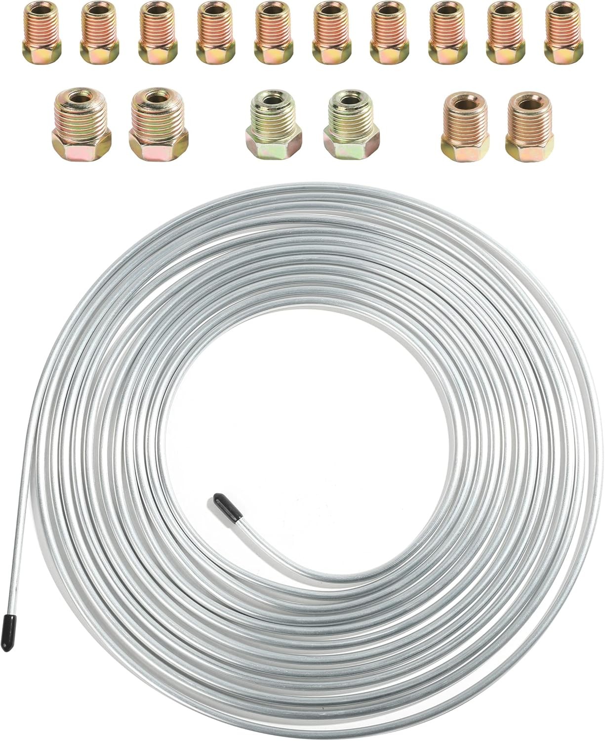 25 Ft Flexible Brake Line Tubing Kit Copper Nickel Brake Line w/ 16 Fittings