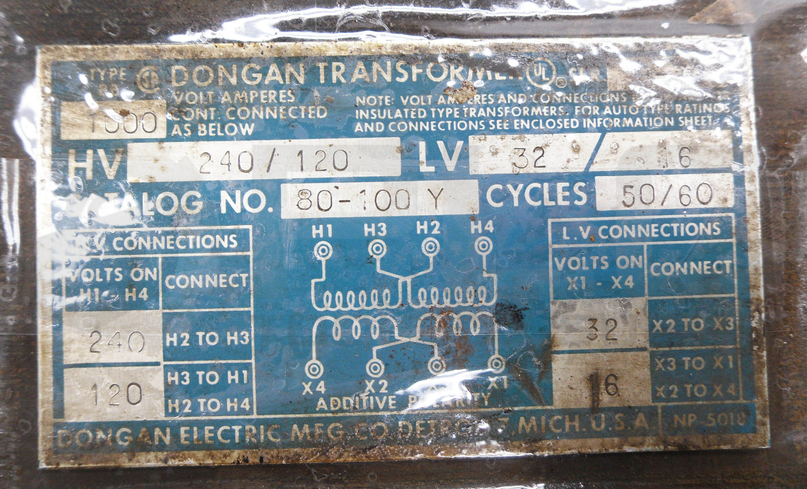 DONGAN 80-100Y TRANSFORMER 120-240V 50/60HZ