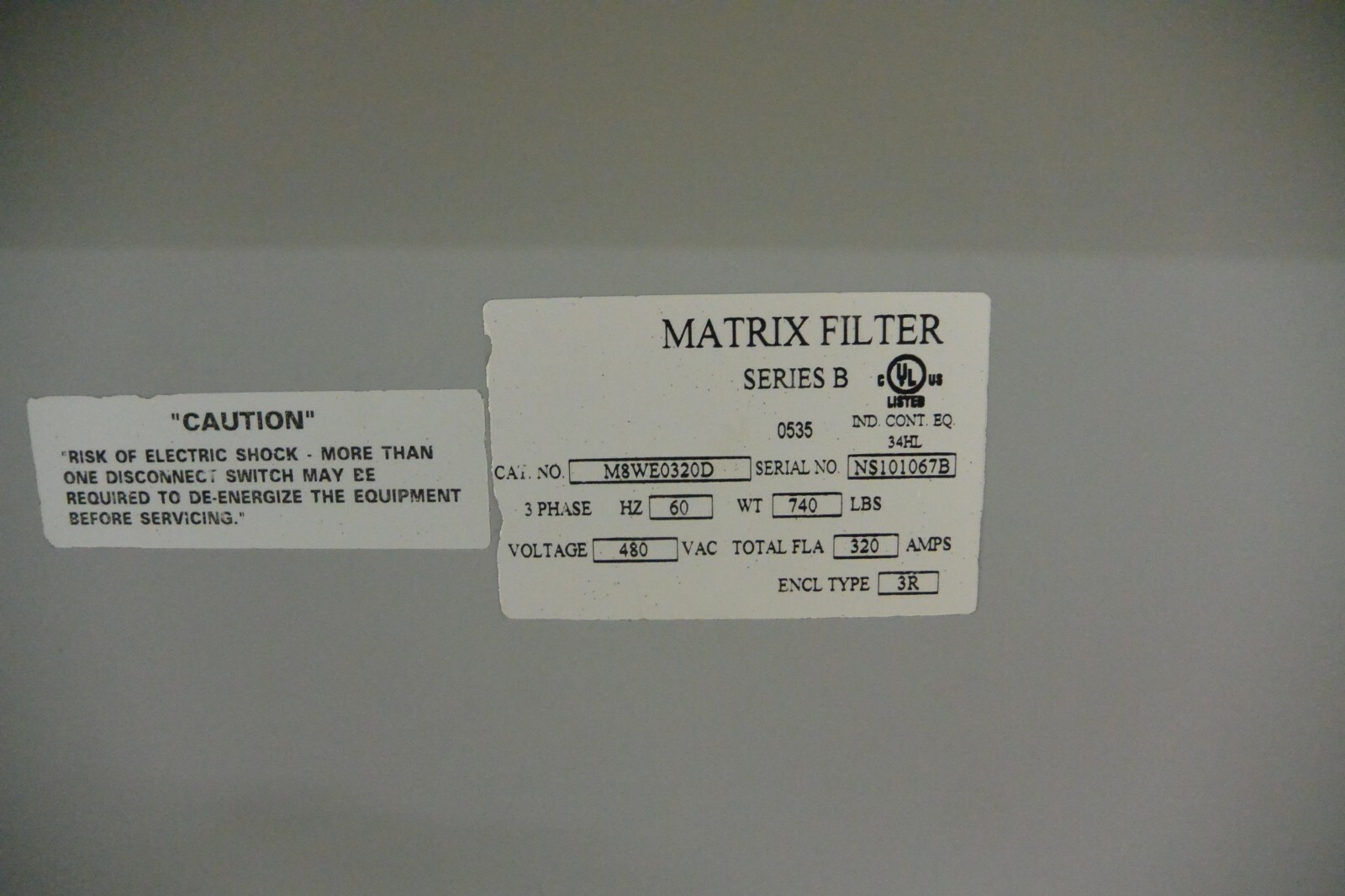 MTE Corporation Matrix Filter Harmonics M8WE0320D 380 volt 320 Amp Used