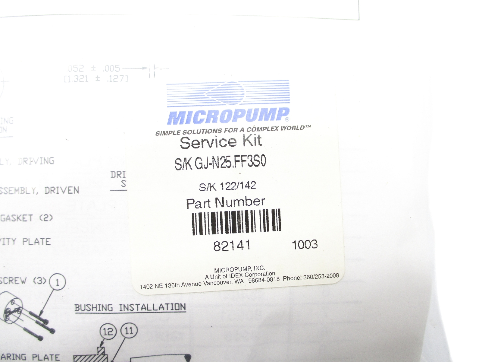 MICROPUMP GJ-N25.FF3S.0 service kit 82141 NSMP