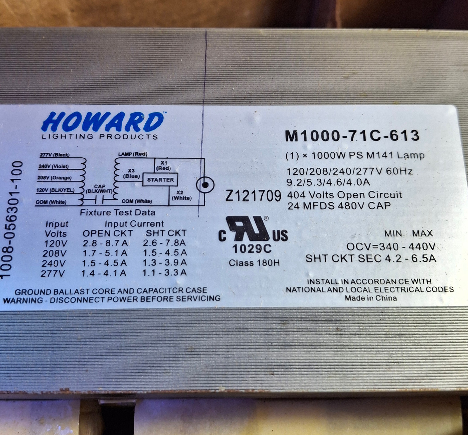 1 NEW HOWARD M1000-71C-613 M141 1000W MH BALLAST KIT NIB ***MAKE OFFER***