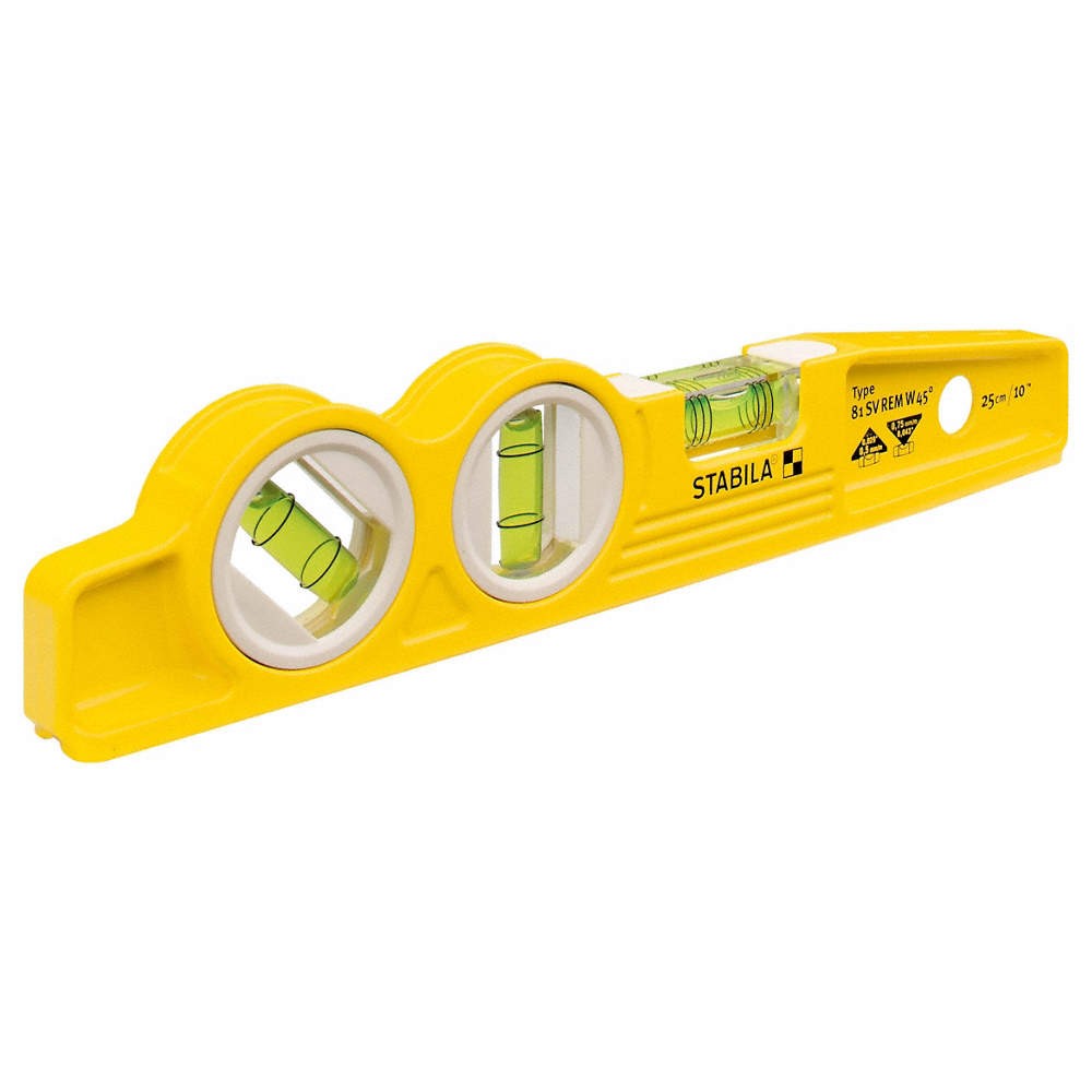 STABILA 25245 Torpedo Level,Aluminum,10 in L,3 Vials 21CK25
