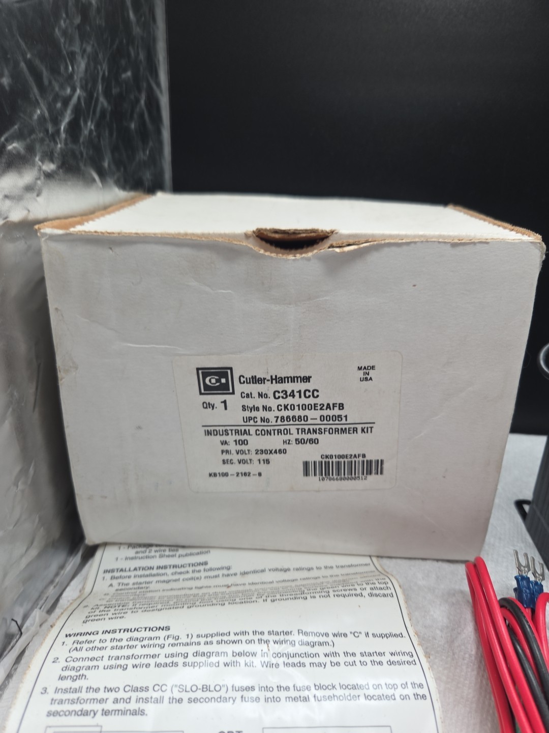 CUTLER-HAMMER C341CC CK0100E2AFB New Open Box Industrial Control Transformer Kit