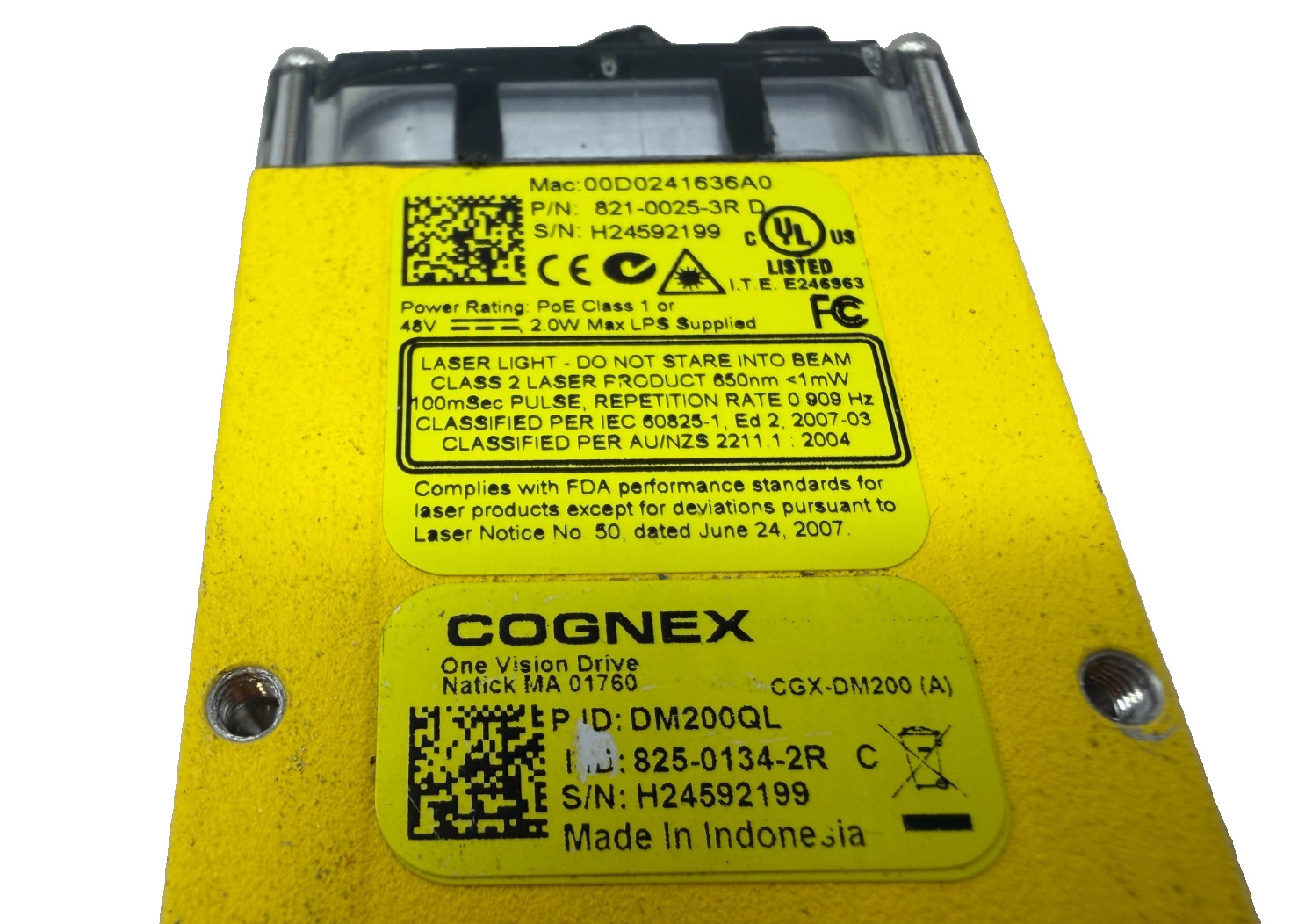 Cognex DM200QL Barcode Scanner 821-0025-3R / 825-0134-2R