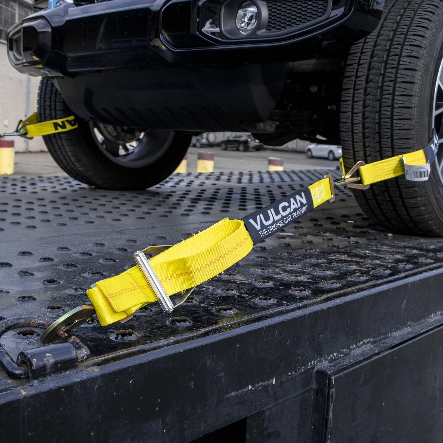 VULCAN Classic Yellow Axle & Ratchet Strap Tie Down Kit