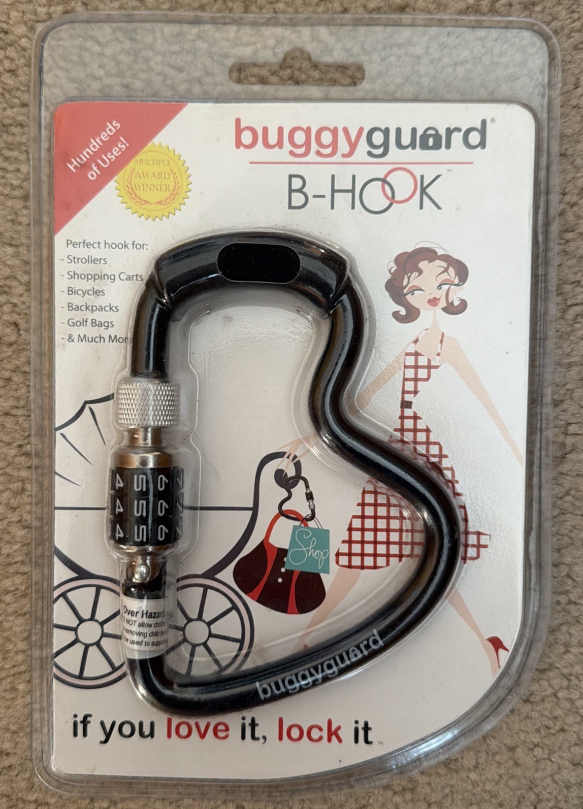 BuggyGuard B-Hook Anti Theft Hook & Secure Stroller Shopping Cart Hook Lock