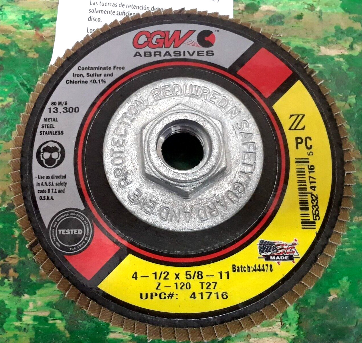 🟠CGW ABRASIVES TYPE 27 ZIRCONIA FLAP DISC PESSCO IS OFFERING 1 C042423-1-3 🗽
