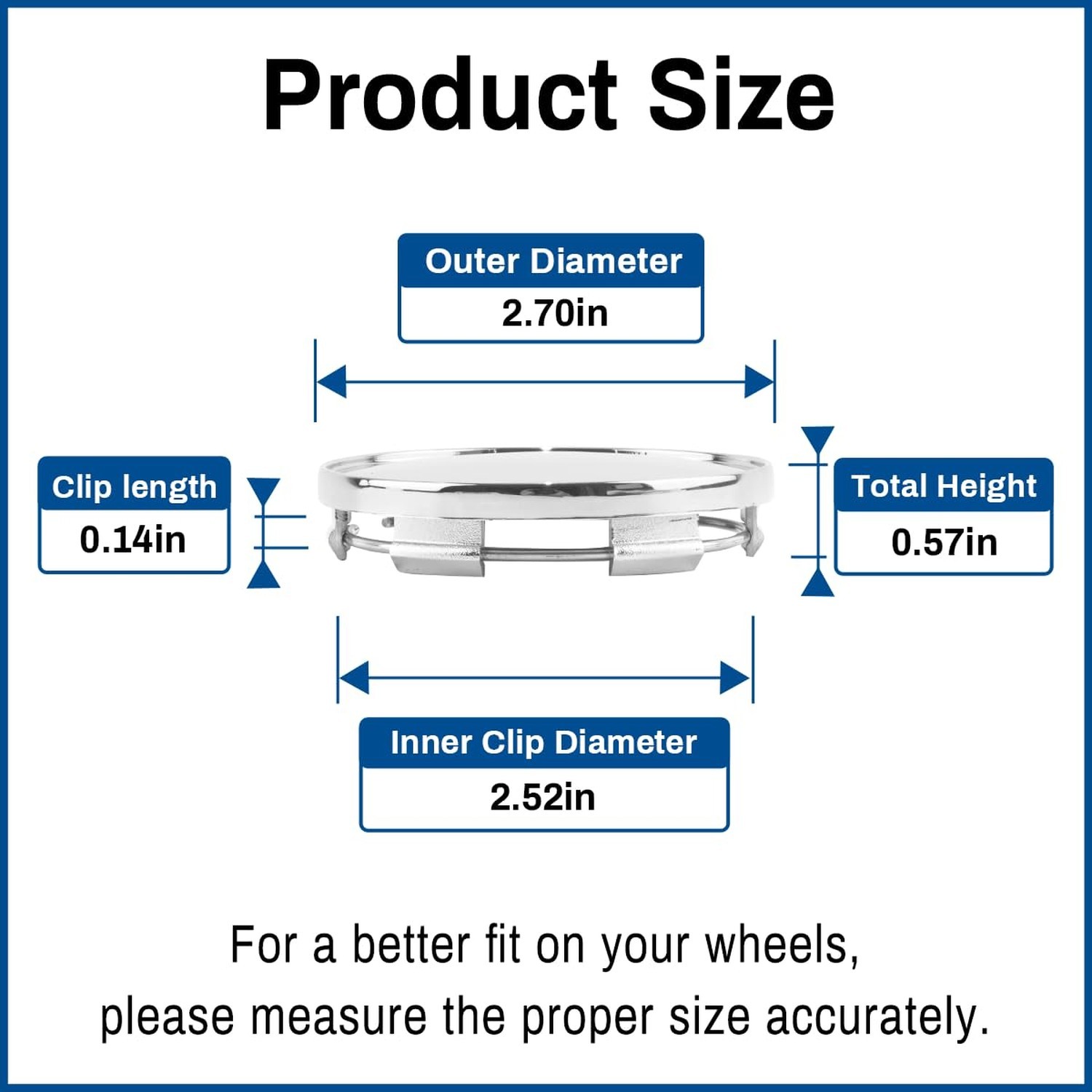 69MM 2.7in Wheel Center Caps Hubcaps Rim Center Cover Replacement Chrome Silv…