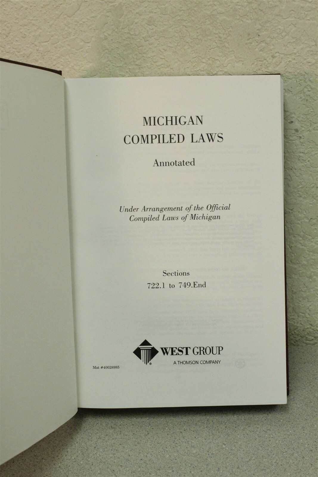 MI Compiled Laws Annotated M.C.L.A Sec 722.1-749.End *FREE SHIPPING*