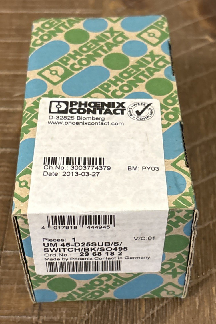 NEW Phoenix Contact UM 45-D25SUB/S/SWITCH/BK/SO495 Termination Board – Sealed