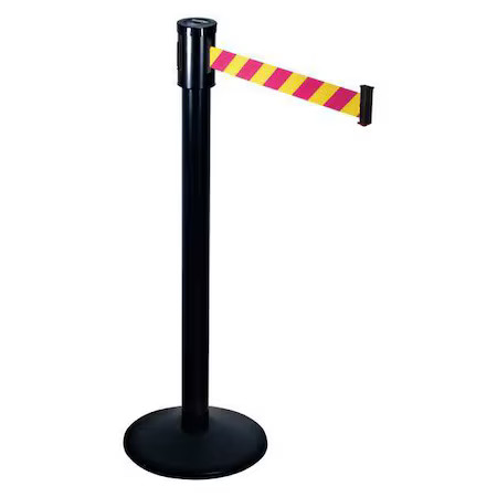 Retracta-Belt 321Ba-Myd Barrier Post With Belt, Black, 15 Ft Length, 40 In Post
