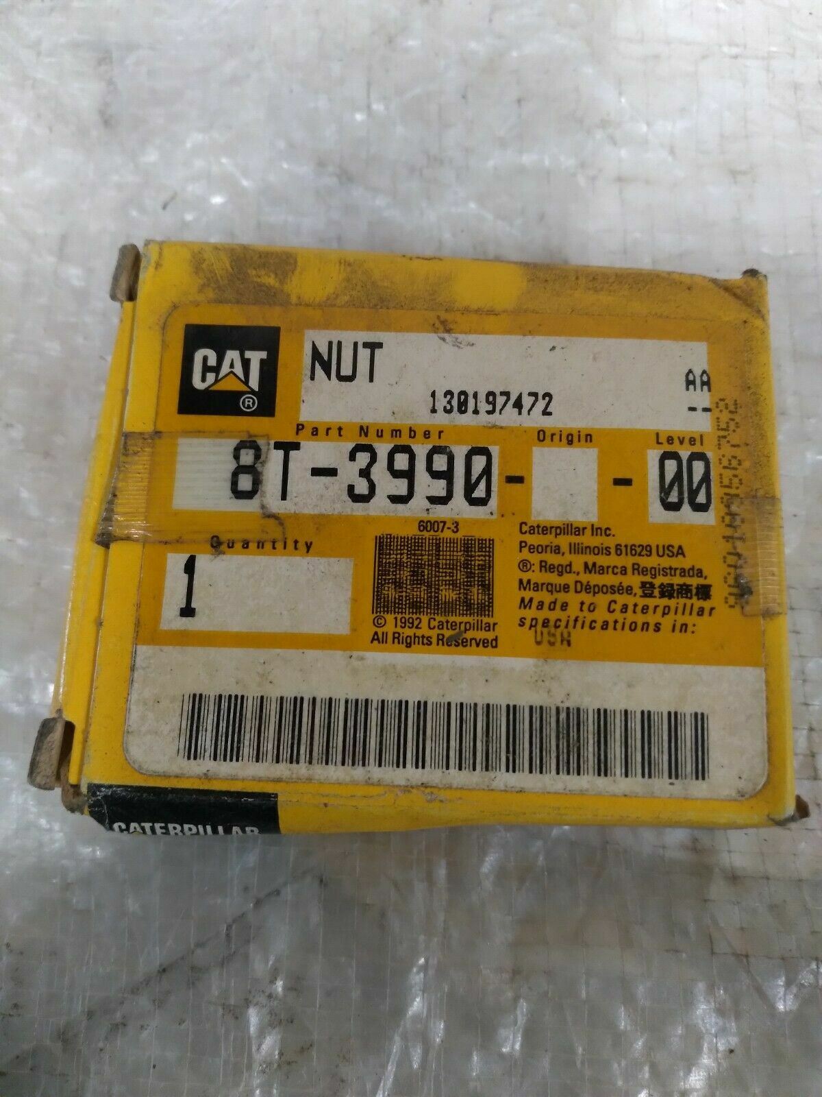 Caterpillar 8T-3990-00 Nut 130197472 CAT Heavy Equipment Industrial Part USA
