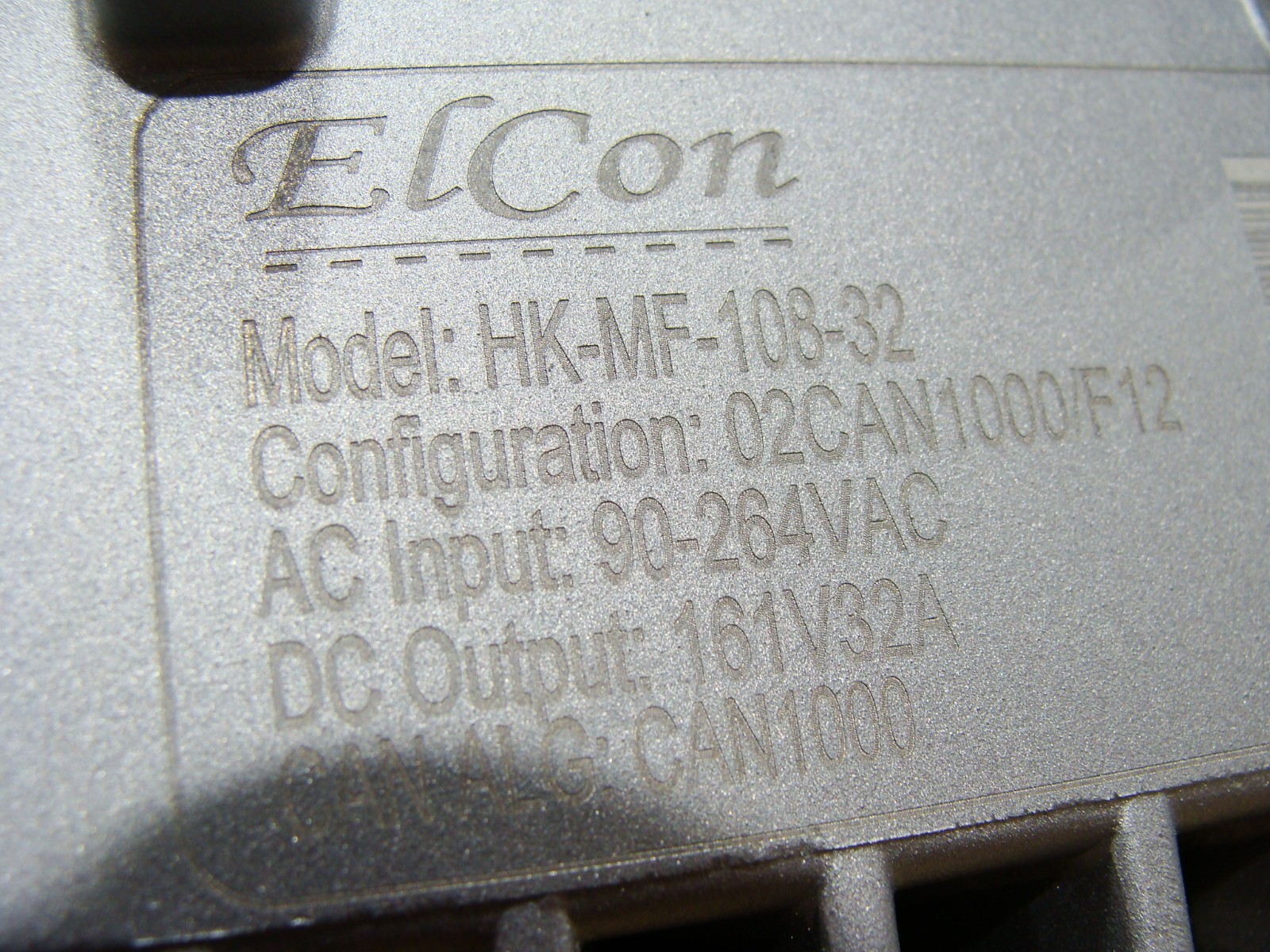 Elcon HK-MF-108-32 UHF 3.3kW On-Board Battery Charger EV OBC w/ CANbus 80-161VDC