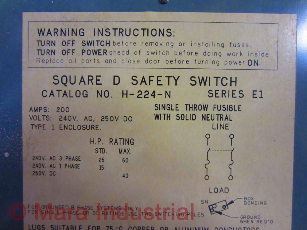 Square D H224N Safety Switch 47795