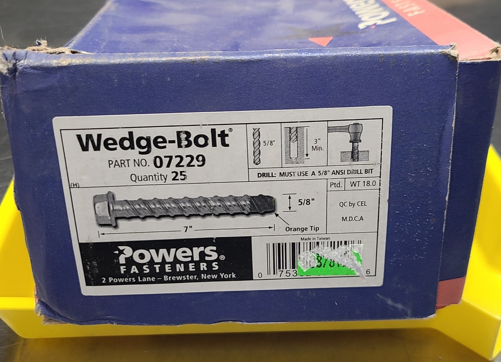 (Lot of 10) Powers 07229 Wedge-Bolt 5/8″ x 7″ Screw Anchor Orange Tip