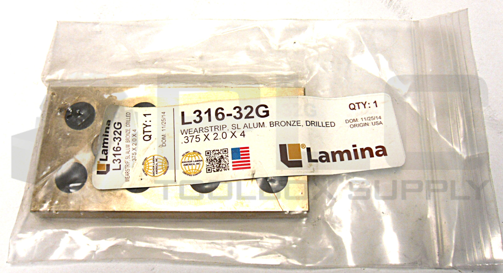 NEW LAMINA L316-32G BRONZE WEARSTRIP .375 X2.0 X 4