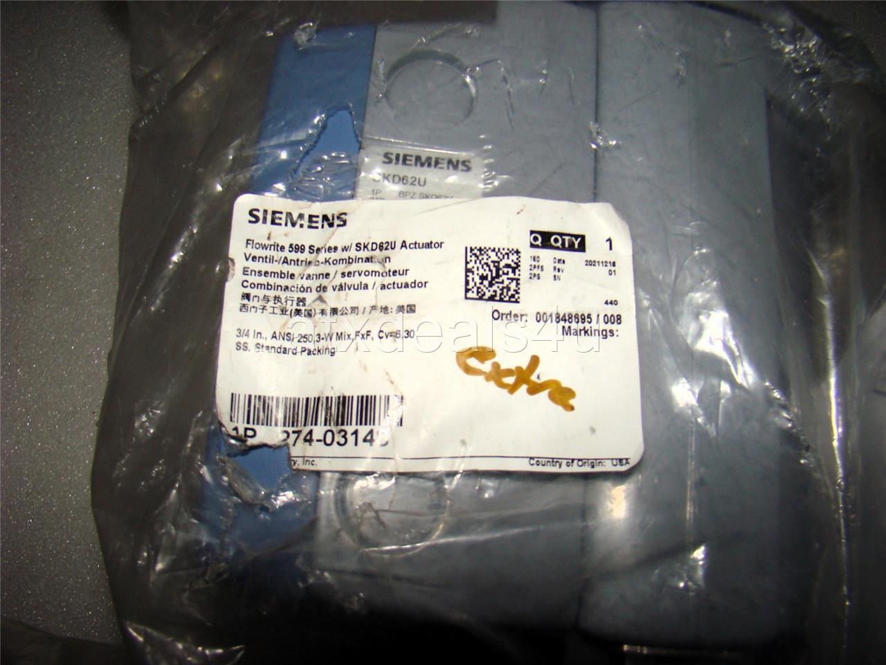 Siemens 274-03148 Flowrite 599 Series 3/4 in ANSI 250.3-W Actuator Valve
