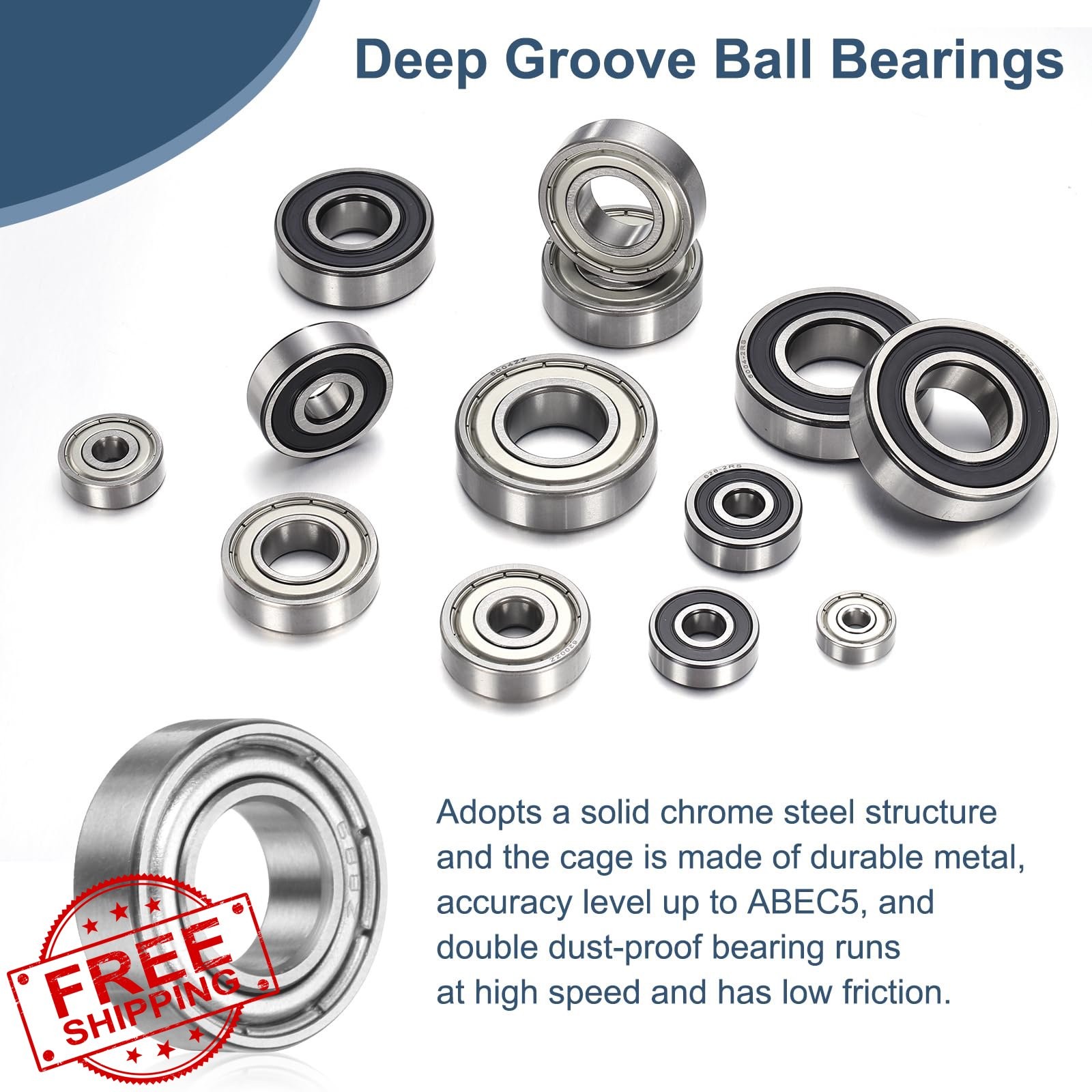 uxcell 10 Pack 682XZZ Deep Groove Ball Bearings, 2.5 x 6 x 2.5mm Chrome Steel…