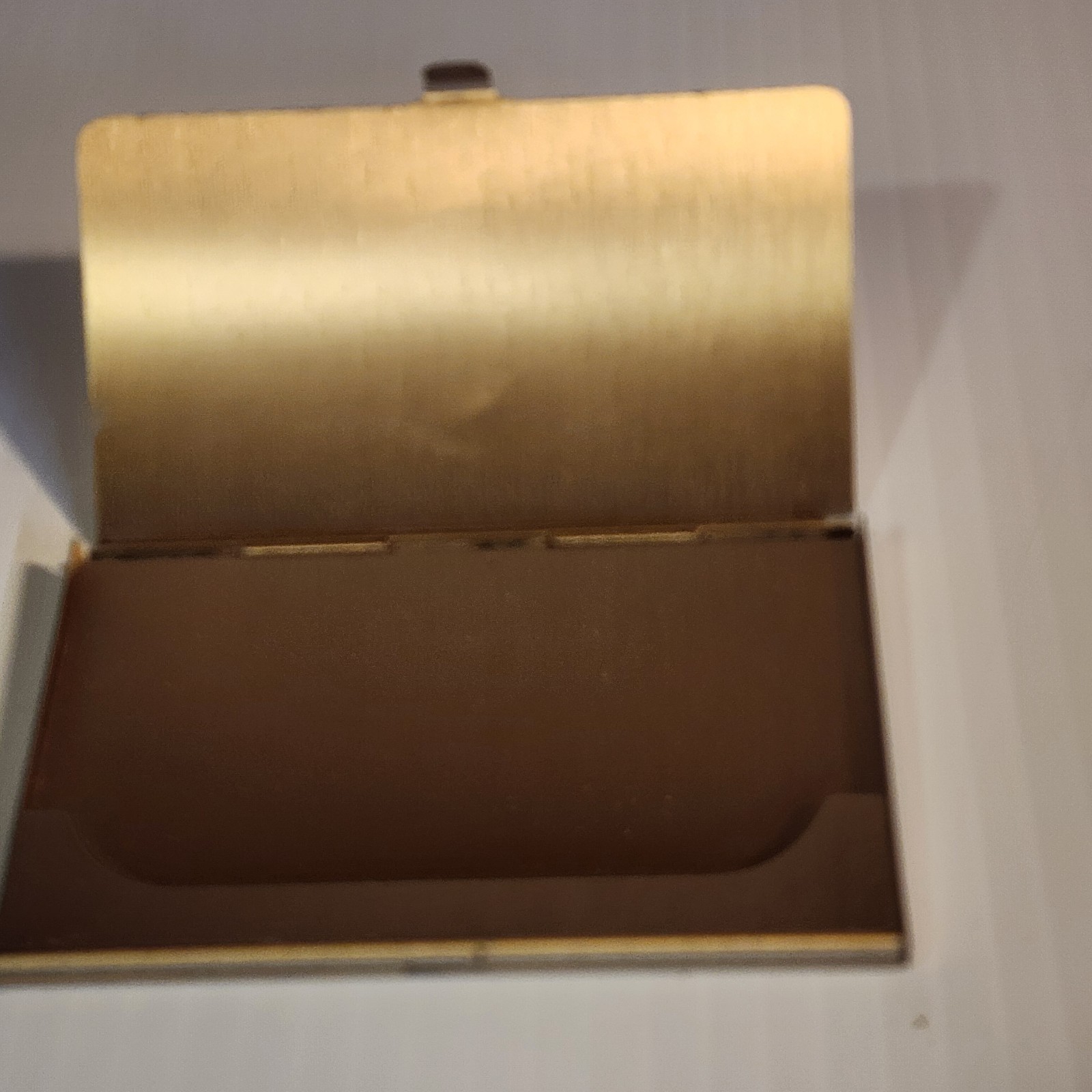 Vintage Brass Business Card Holder Maple Leaf Canada Souvenir Gold Tone Case