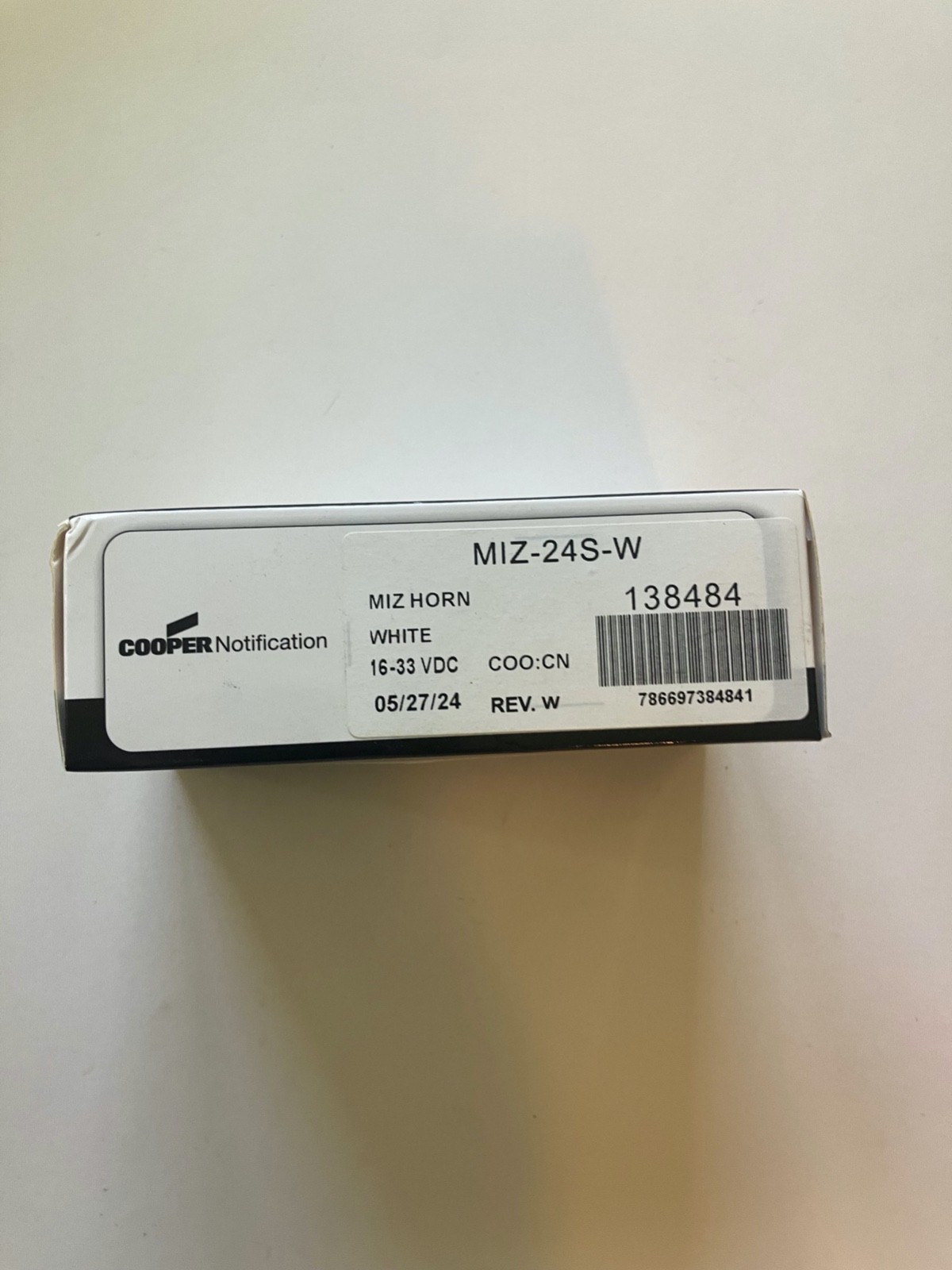 MIZ-24S-W WHEELOCK COOPER MIZ HORN WHITE 16-33 VDC FIRE ALARM SAFTEY