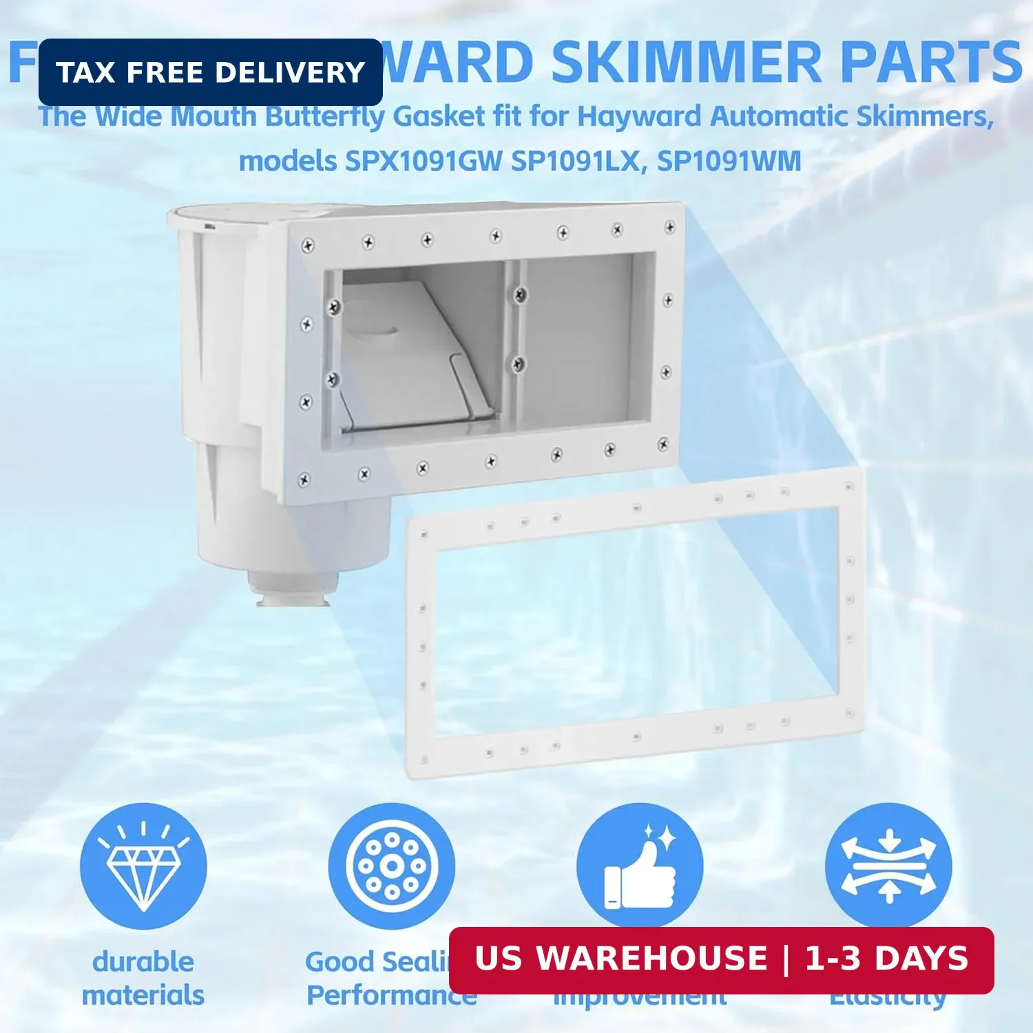 3-Pack 13 3/4″ x 7.5″ Wide Mouth Above Ground Pool Skimmer Gasket for SPX1091Gw,