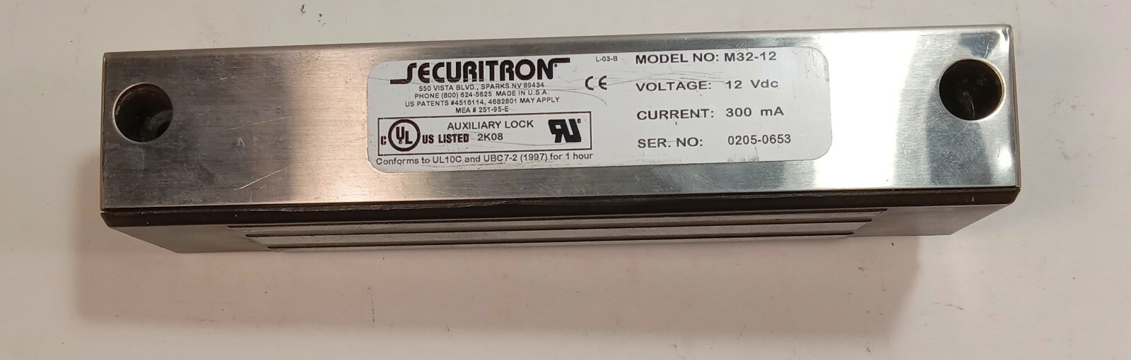 1 USED SECURITRON M32-12 12VDC 300 Ma AUXILIARY LOCK ***MAKE OFFER***
