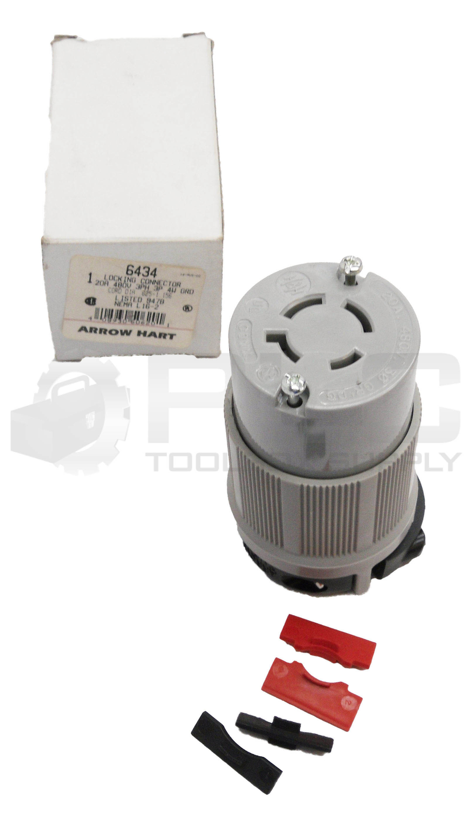 LOT OF 2 NEW ARROW HART 6434 LOCKING CONNECTORS 20A 480V 3PH 3P 4W