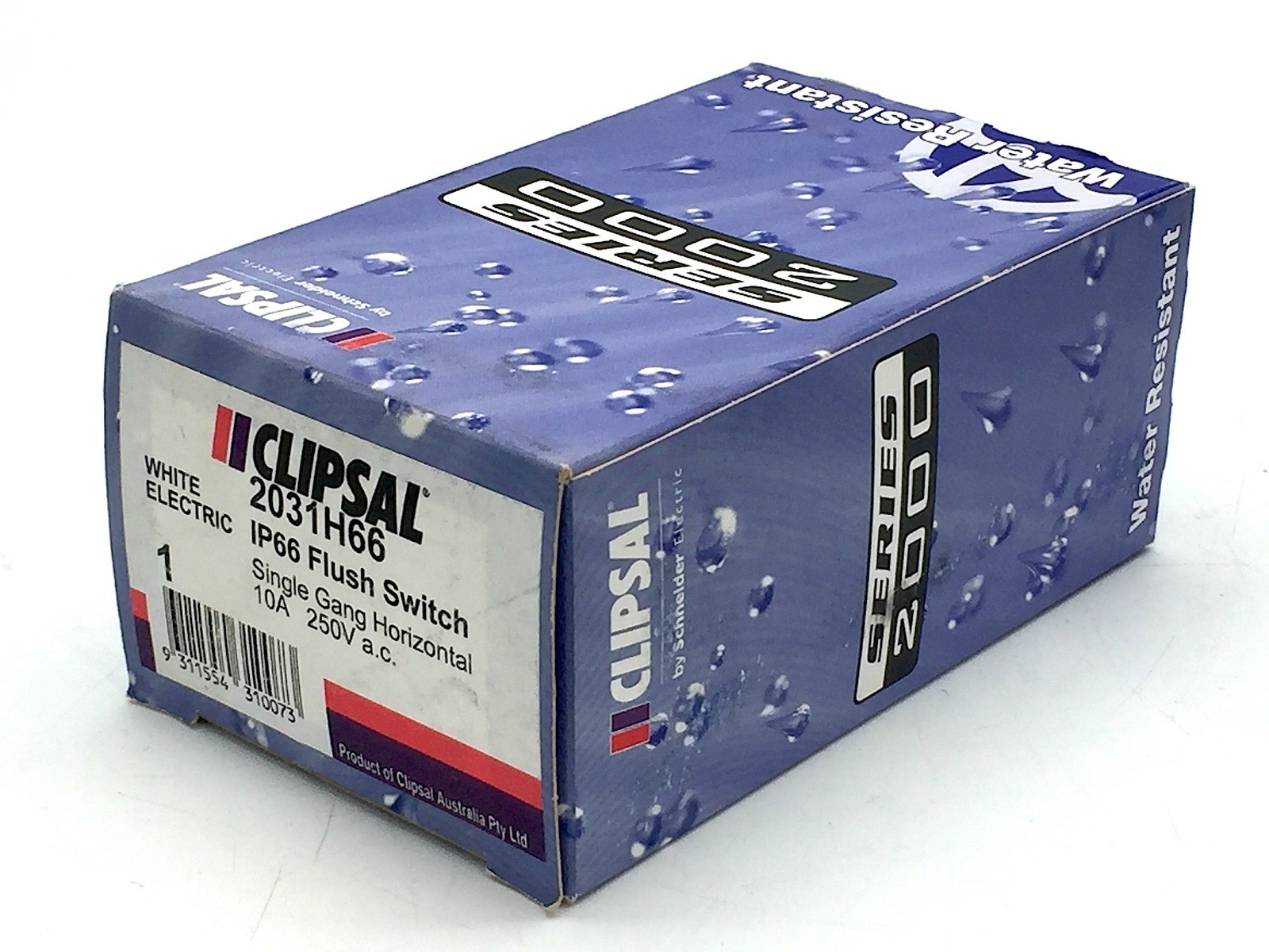 Clipsal 2031H66 Flush Switch 1 Gang Horizontal 10A 250VAC IP66 White