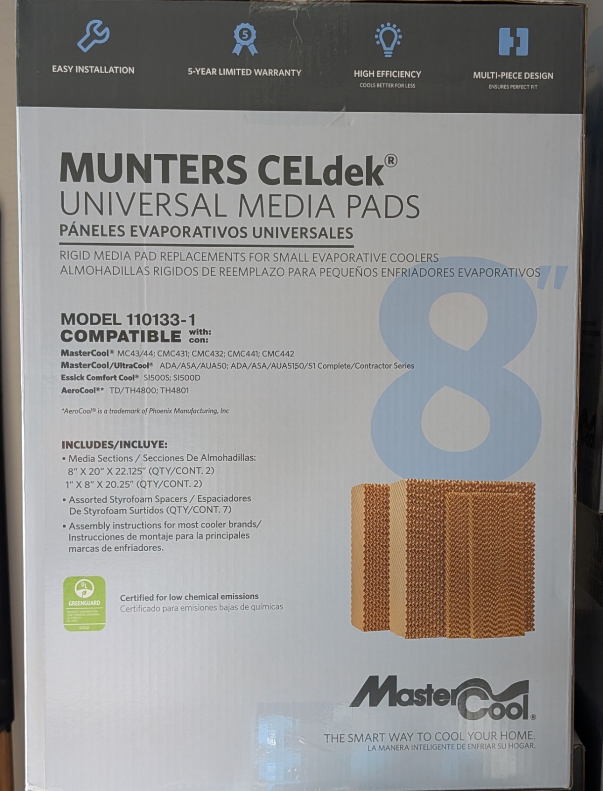 MasterCool 8 inch Rigid Media Pad for 4800 CFM, 110133-1
