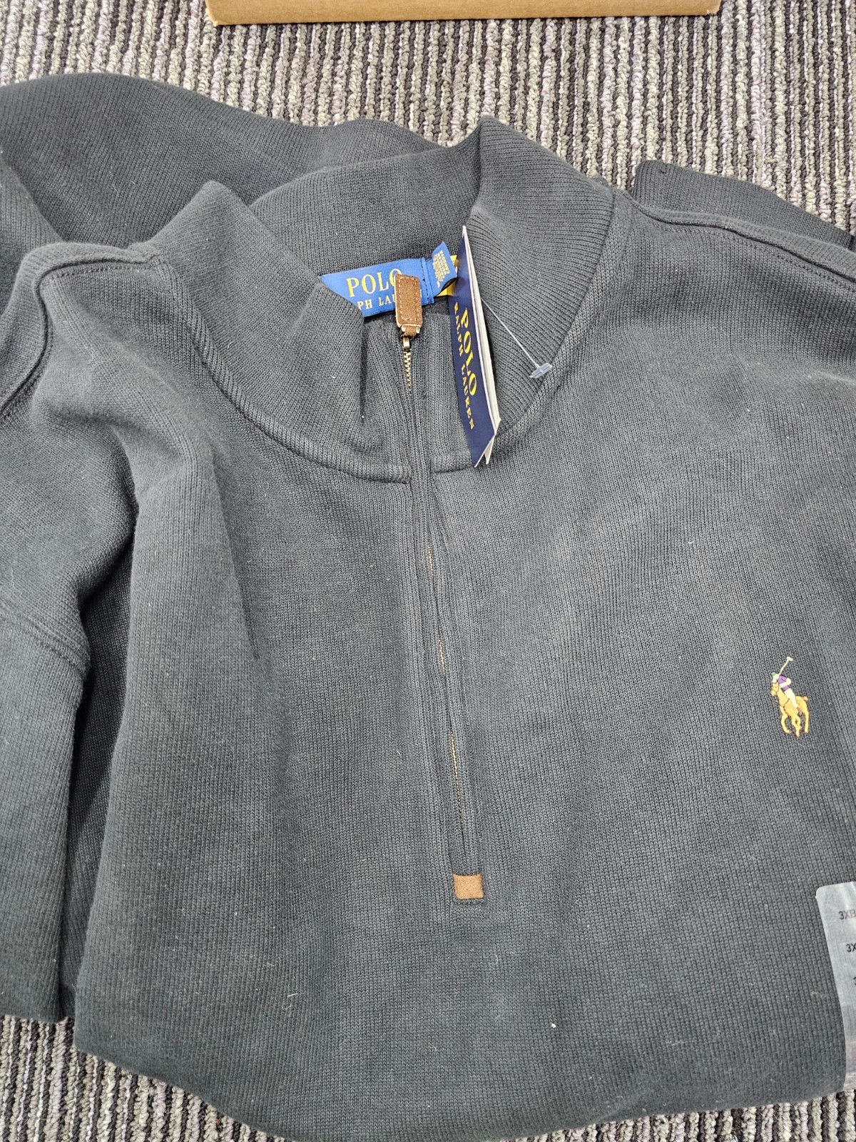 POLO RALPH LAUREN Men’s Big & Tall Fleece 1/2 Zip Mock Sweater Black 3XB/3TG