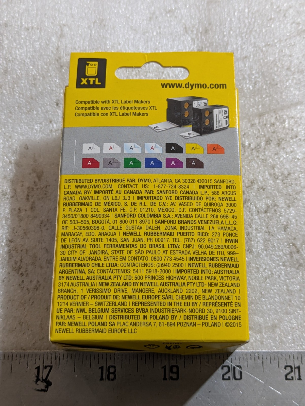 DYMO 1868772 All-Purpose Vinyl Label Tape 3/4in x 23ft Black on Yellow