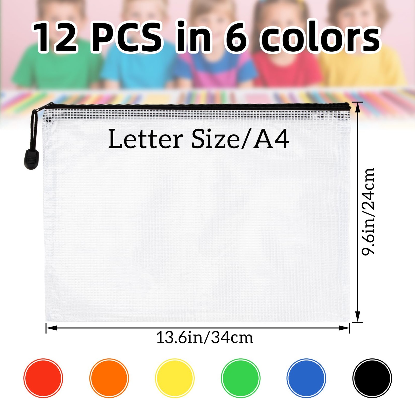 RAINFLOW a4 Mesh Zipper Pouch Bags – 12 PCS Reusable Multicolor