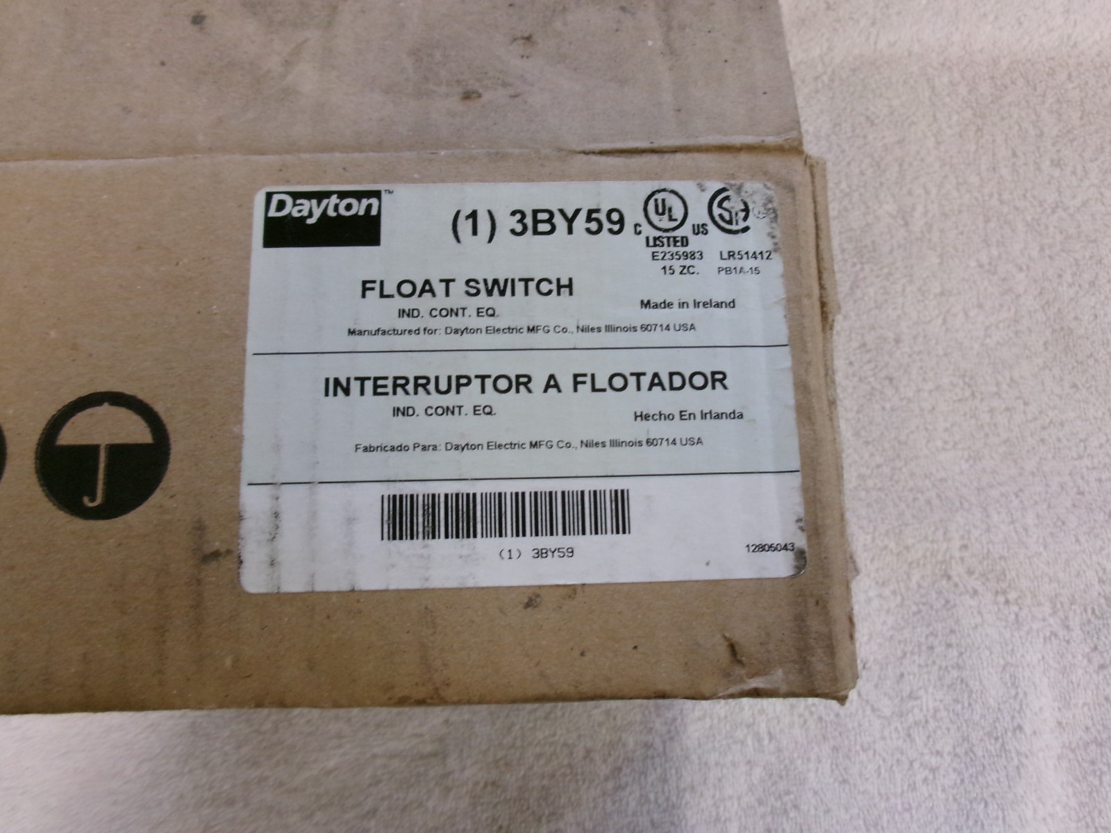 NIB Dayton Float Switch 15ft 115V 3BY59