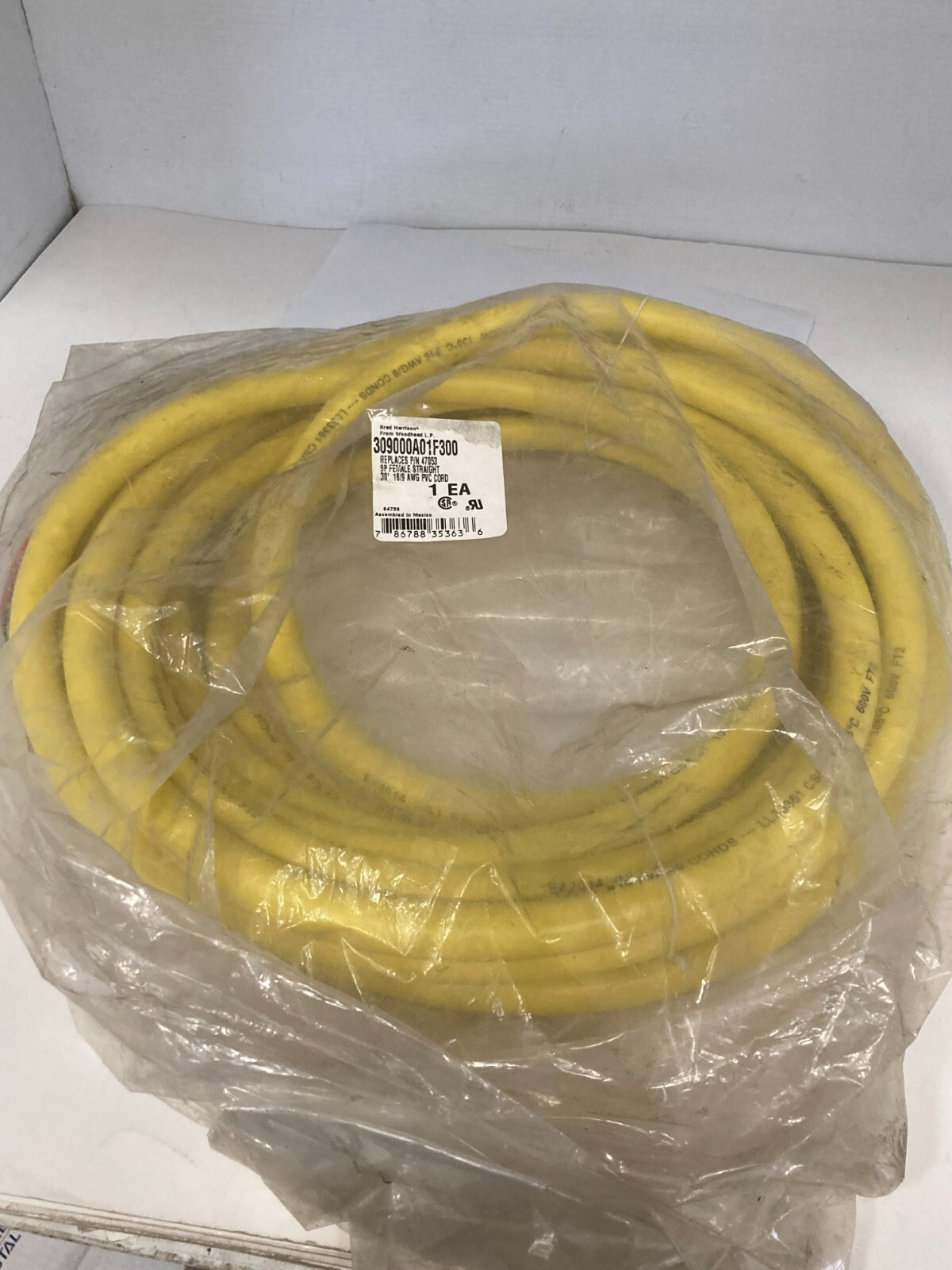 BRAD HARRISON 309000A01F300 CORDSET 9 POLES FEMALE 16 AWG 9.14M NIB