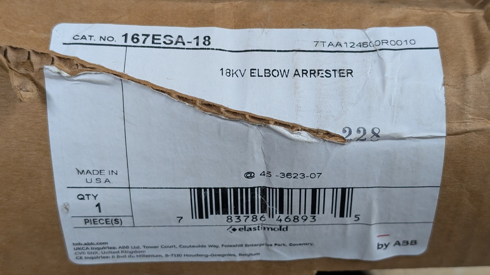 ABB Elastimold elbow arrestor 18kV 167ESA-18