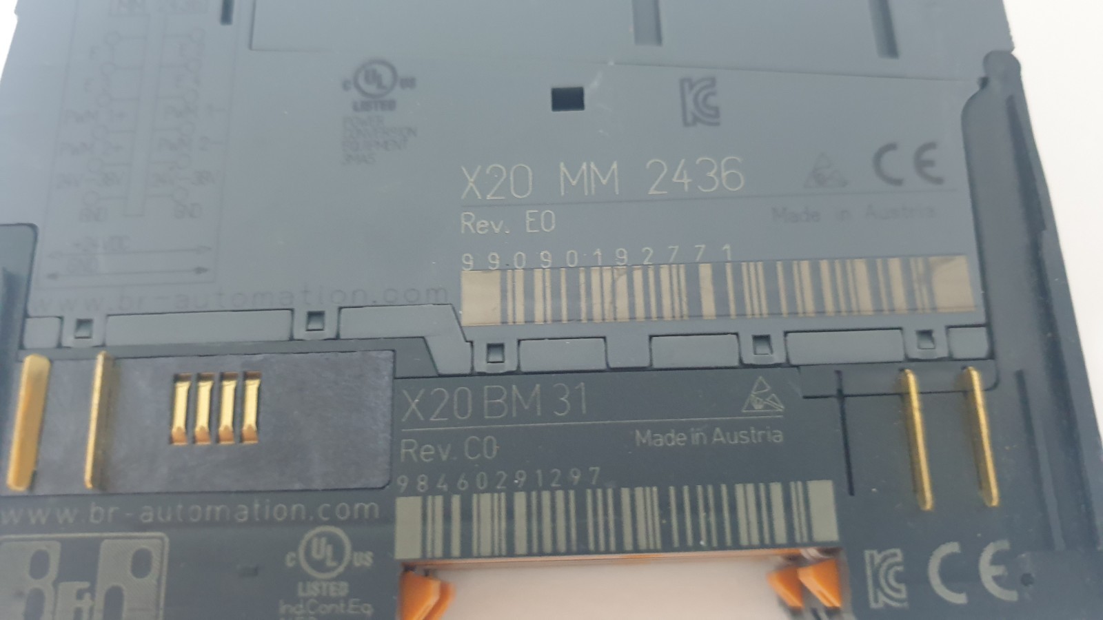 B&R Module X20 MM2436 with X20 BM31 – Rev. E0 / C0 – Used