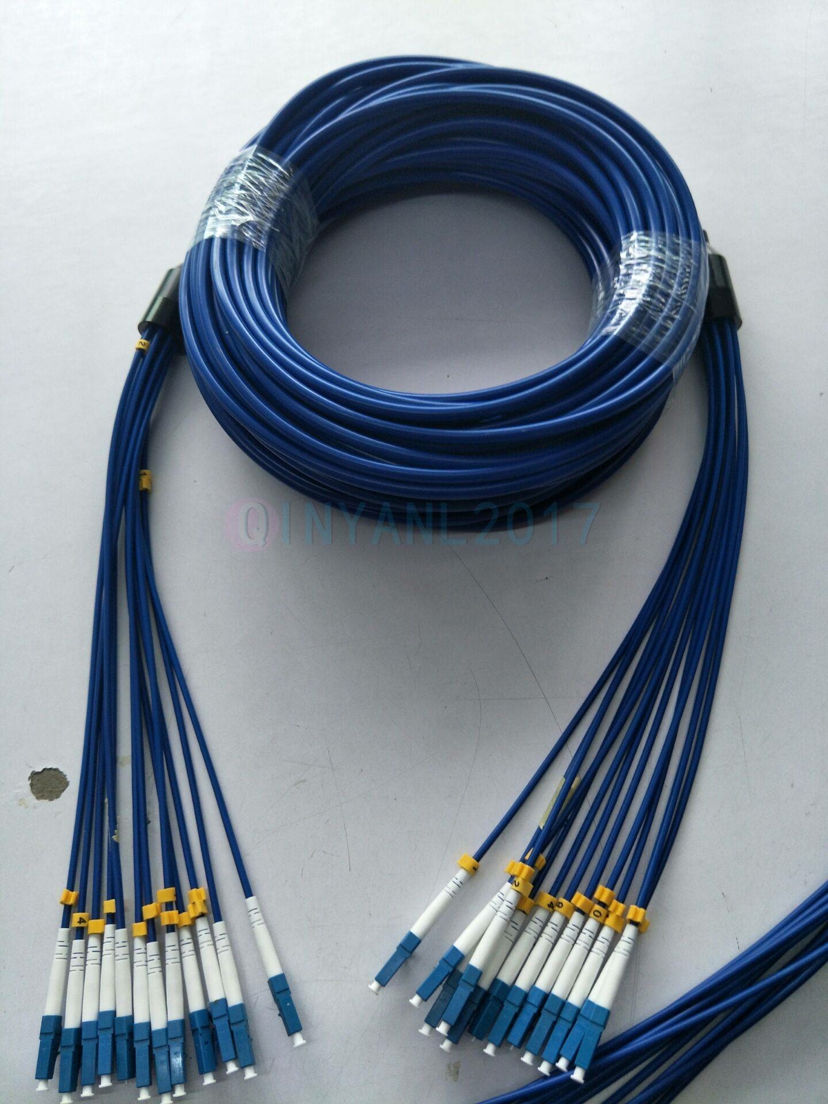 Indoor Armored Fiber Cable LC-LC 12 Strand SM 9/125 Single-Mode 10M NEW