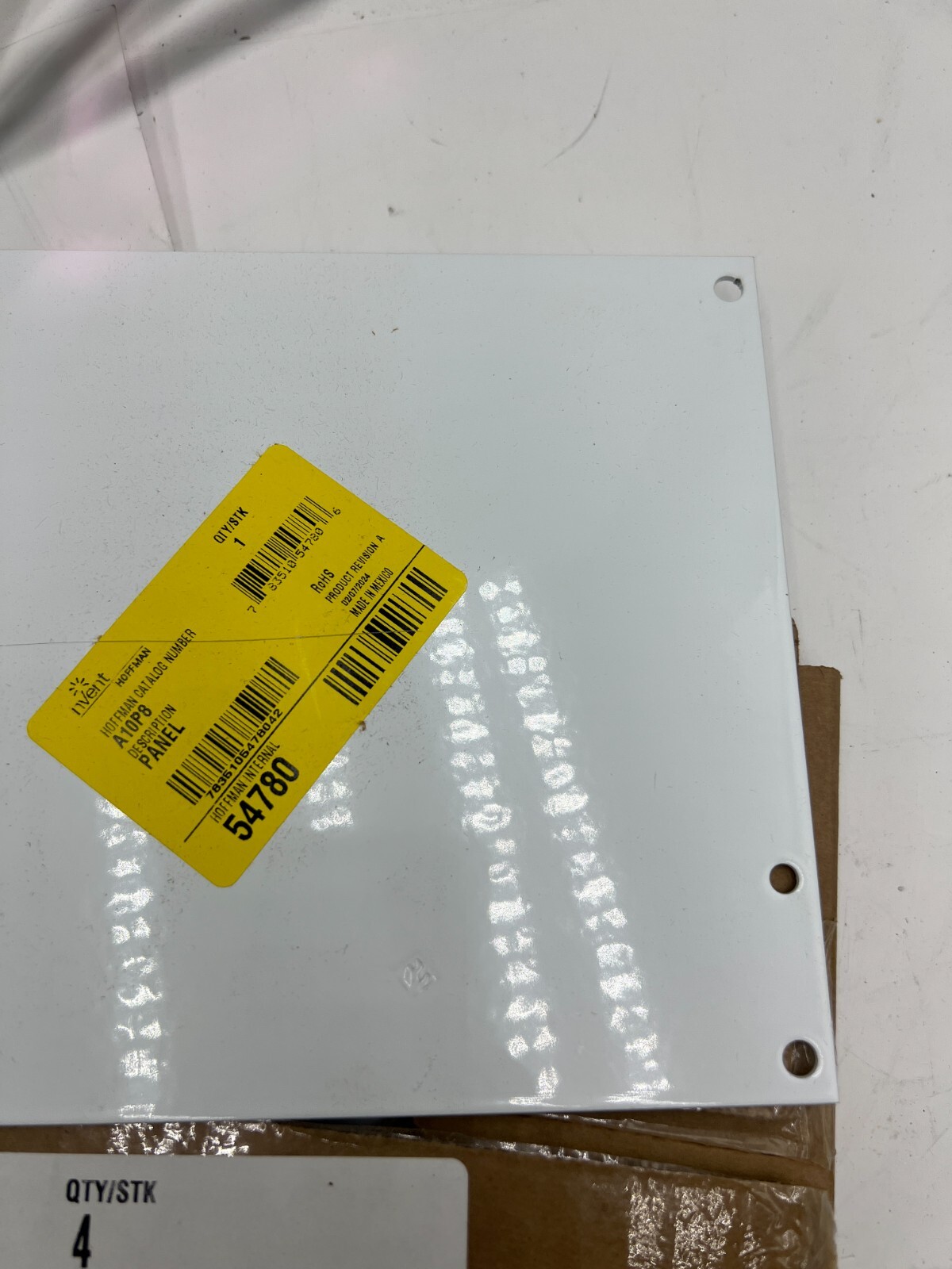 (Pack of 4) nVent Hoffman Panel for Junction Box Mild Steel White 10″ x 8″ A10P8