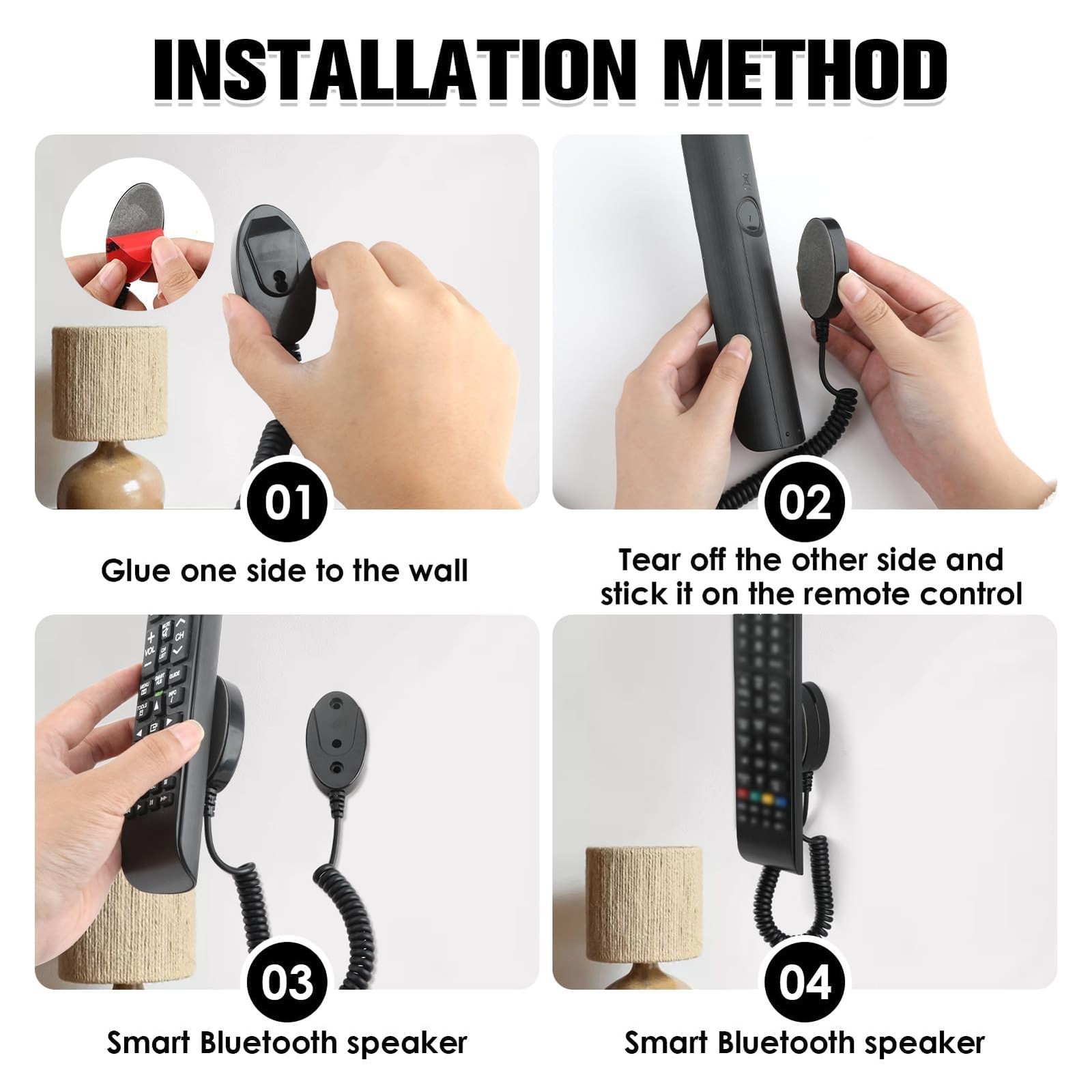 Magnetic Remote Leash Control Holder with Security Cable, S, 2Pcs Black