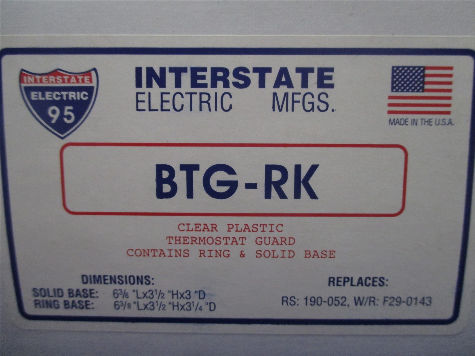 Interstate Electric BTG-RK Thermostat Guard new