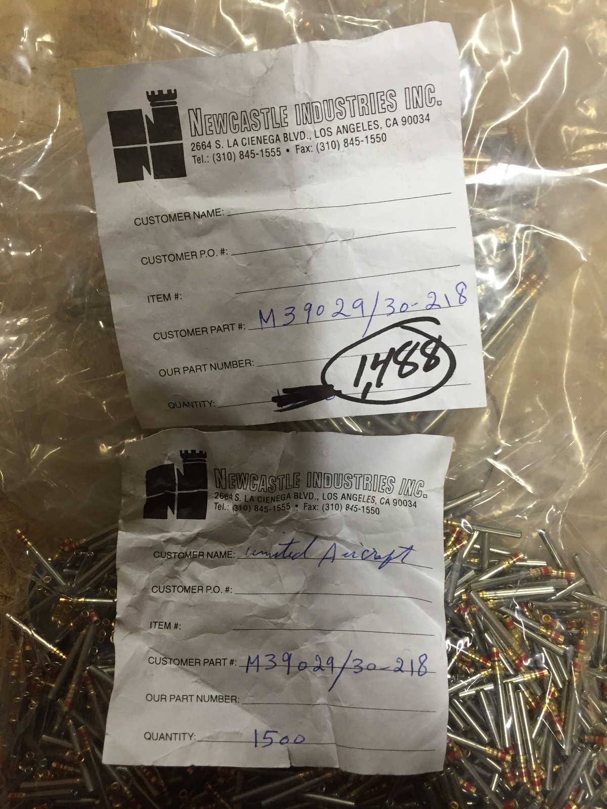 MILITARY STANDARDS M39029/30-218 CONTACT