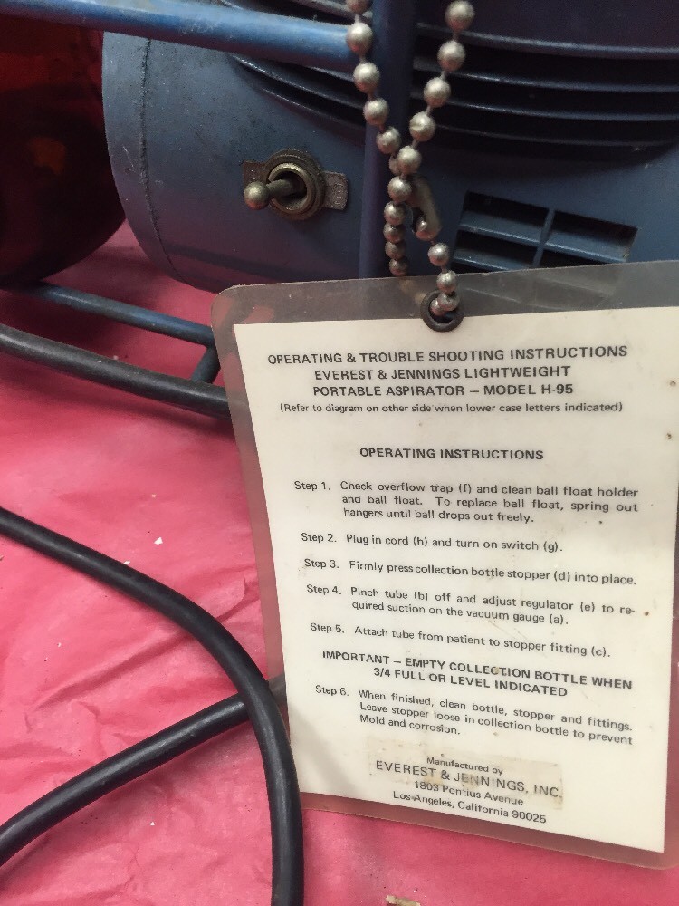 Everest & Jennings H-95 Lightweight Portable Aspirator Machine