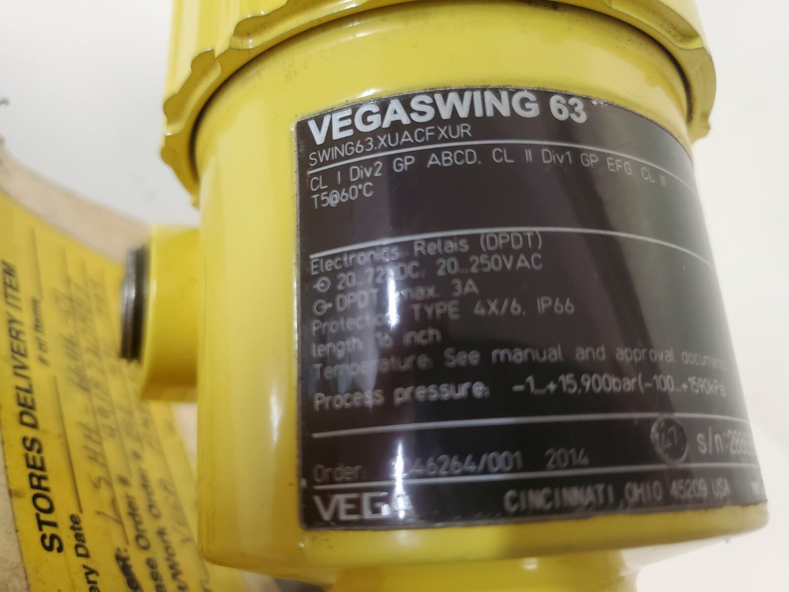 NEW OLD STOCK! VEGA VEGASWING 63 VIBRATION LEVEL SWITCH SWING 63.XUACFXUR